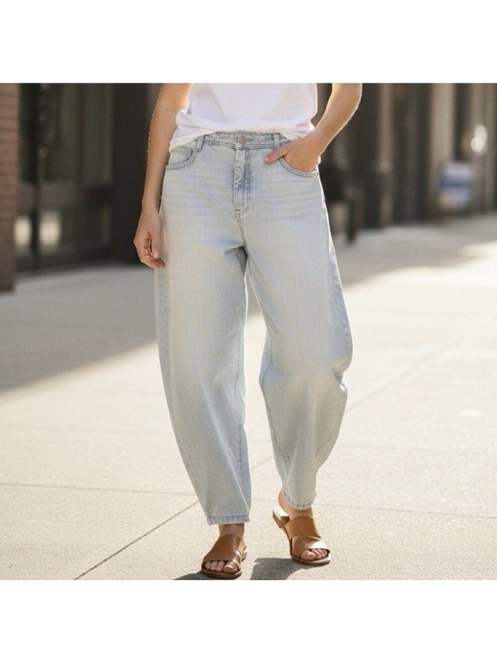 Pilcro Anthropologie Light Blue Kenna Mid-Rise Heritage Barrel Jeans Women’s 26